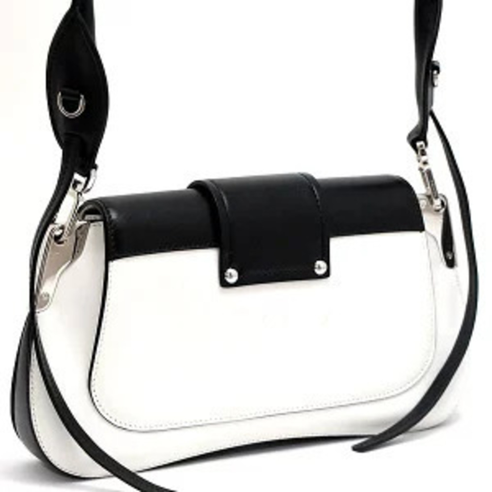 Prada Hobo bag leather black Shoulder One white